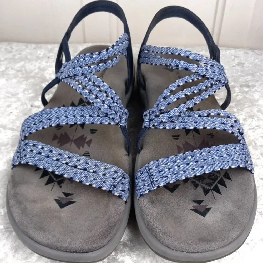 Skechers Women’s Strappy Gray/blue Sandal - Picture 1 of 3
